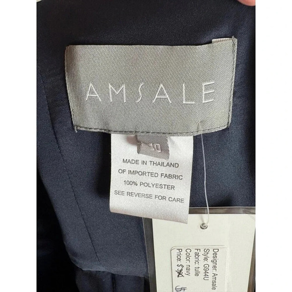 Amsale NWT Short Bridesmaid Prom Party Dress Navy Blue Halter Tulle Size 10 - Picture 5 of 12